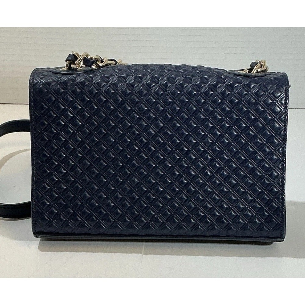 Tory Burch Marion Embossed Shrunken Shoulder Bag In Navy Mini Leather $295 - Picture 5 of 8